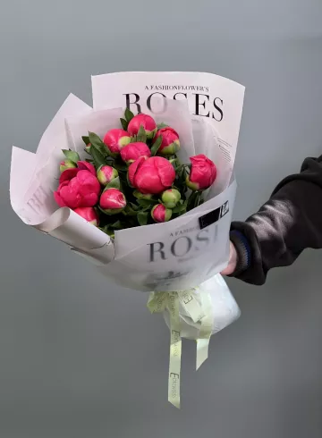 Букет цветов «Моно из 15 пионов» от интернет-магазина цветов в 