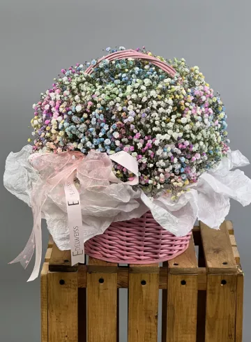 Корзина с гипсофилой «Забита полностью» от интернет-магазина цветов в 