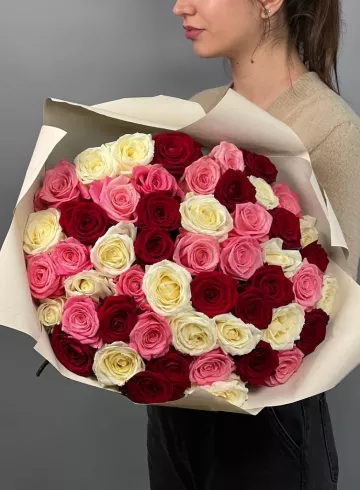 51 разноцветная роза от интернет-магазина цветов в 